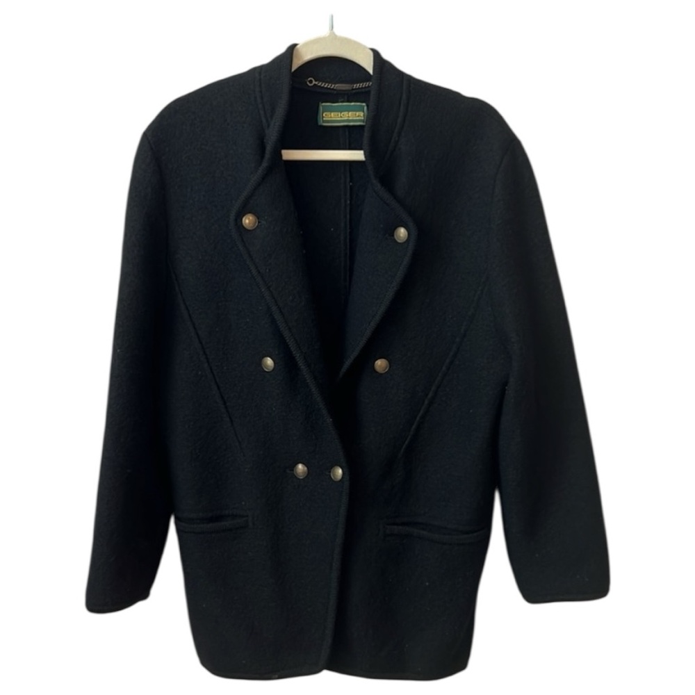 Geiger Black Wool Long Sleeve Jacket Blazer Size Unknown